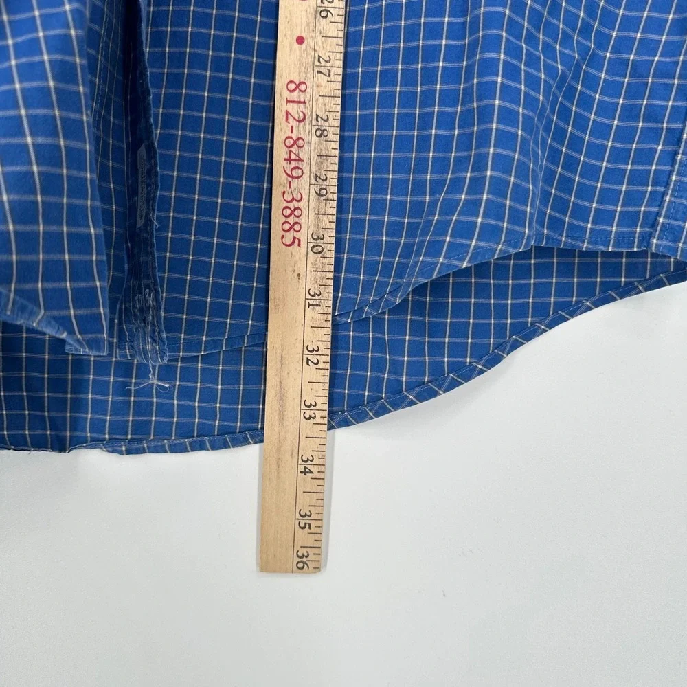 Polo Ralph Lauren Blake Mens 16.5 Blue White Check Button Down Shirt Long Sleeve